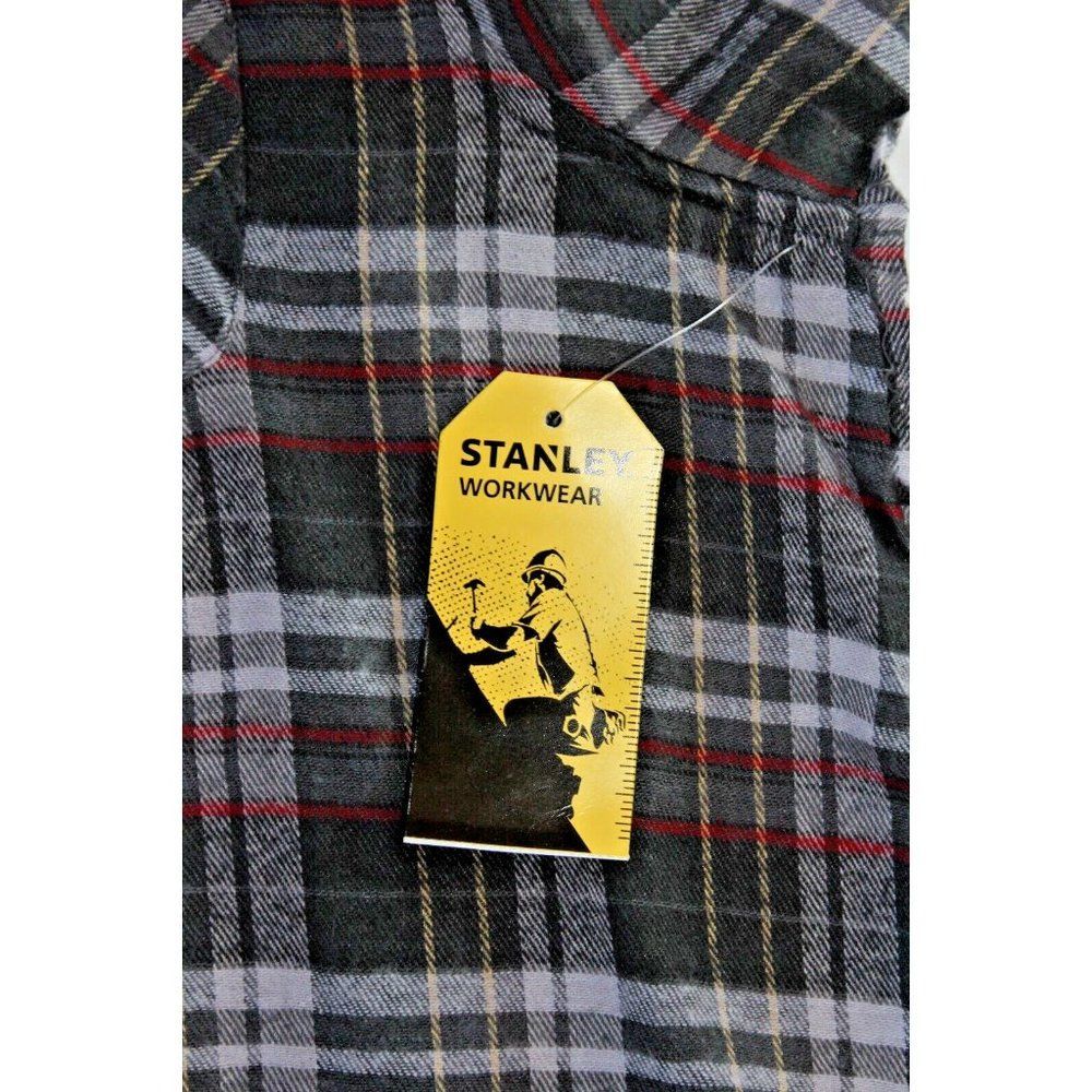 NWT Stanley Workwear Men's Long Sleeve Flannel XXL NEW 2XL Gray Plaid - Picture 8 of 10